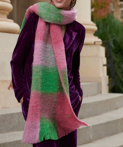 Pink Chequered Maxi Scarf