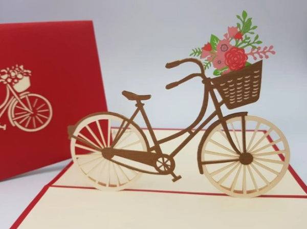 NEW! Pop Up Cards - Bicycle with Flowers